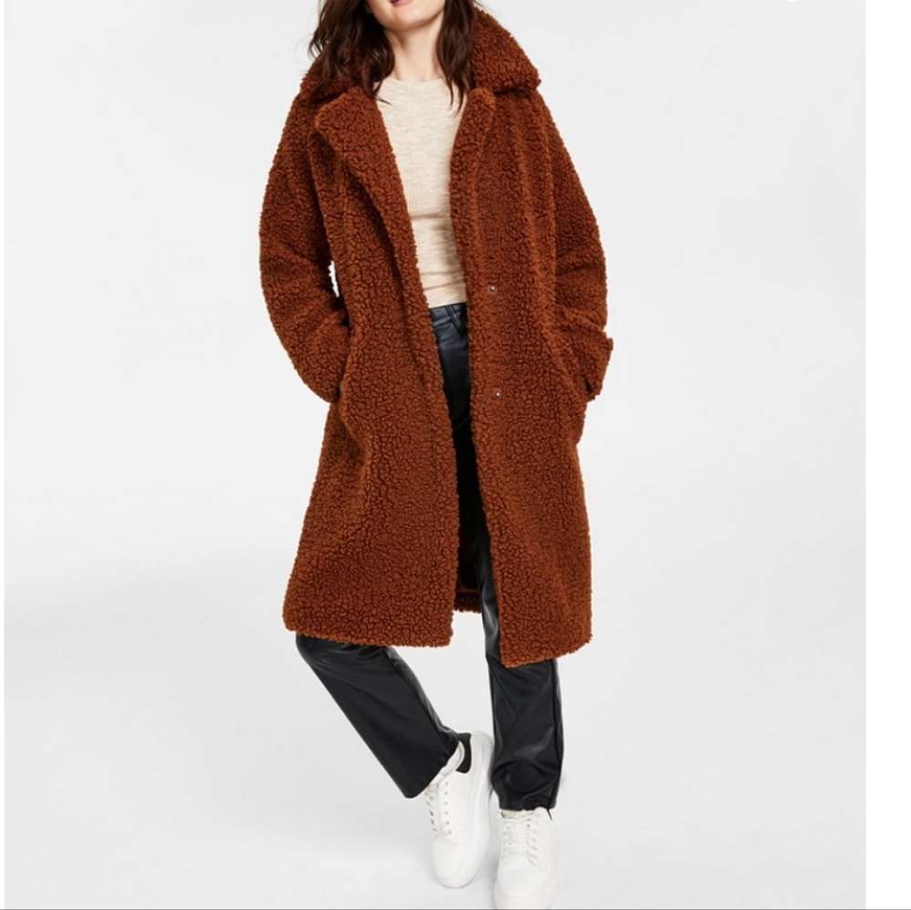 BCBGENERATION Women's Notch-Collar Teddy Coat, Created for Macy's
